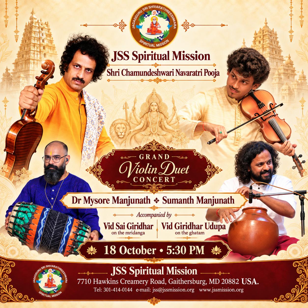 Grand Violin Duet Concert by Dr Mysore Manjunath and Sri Sumanth Manjunath